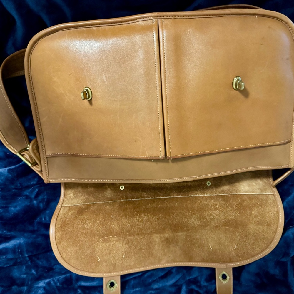 Coach Tan Leather Two-Turn Lock Briefcase - Picture 3 of 5